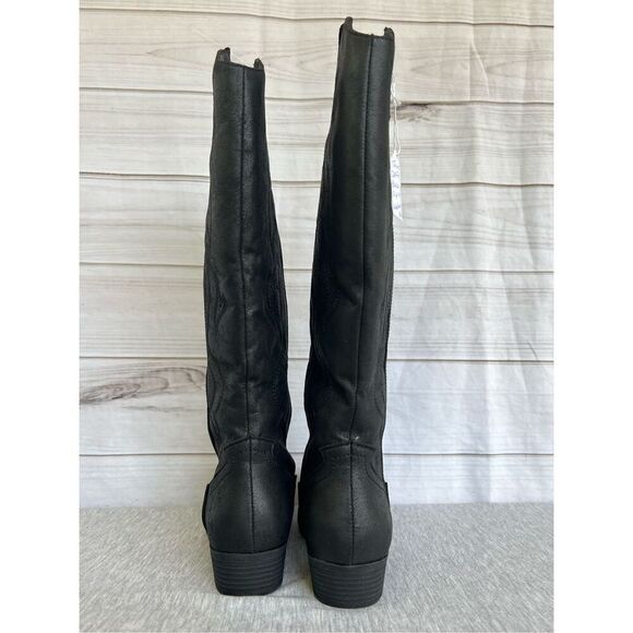 True Craft TANNER Black Distressed Fabric Pull On Western Boots Women’s Size 8 - Picture 3 of 8